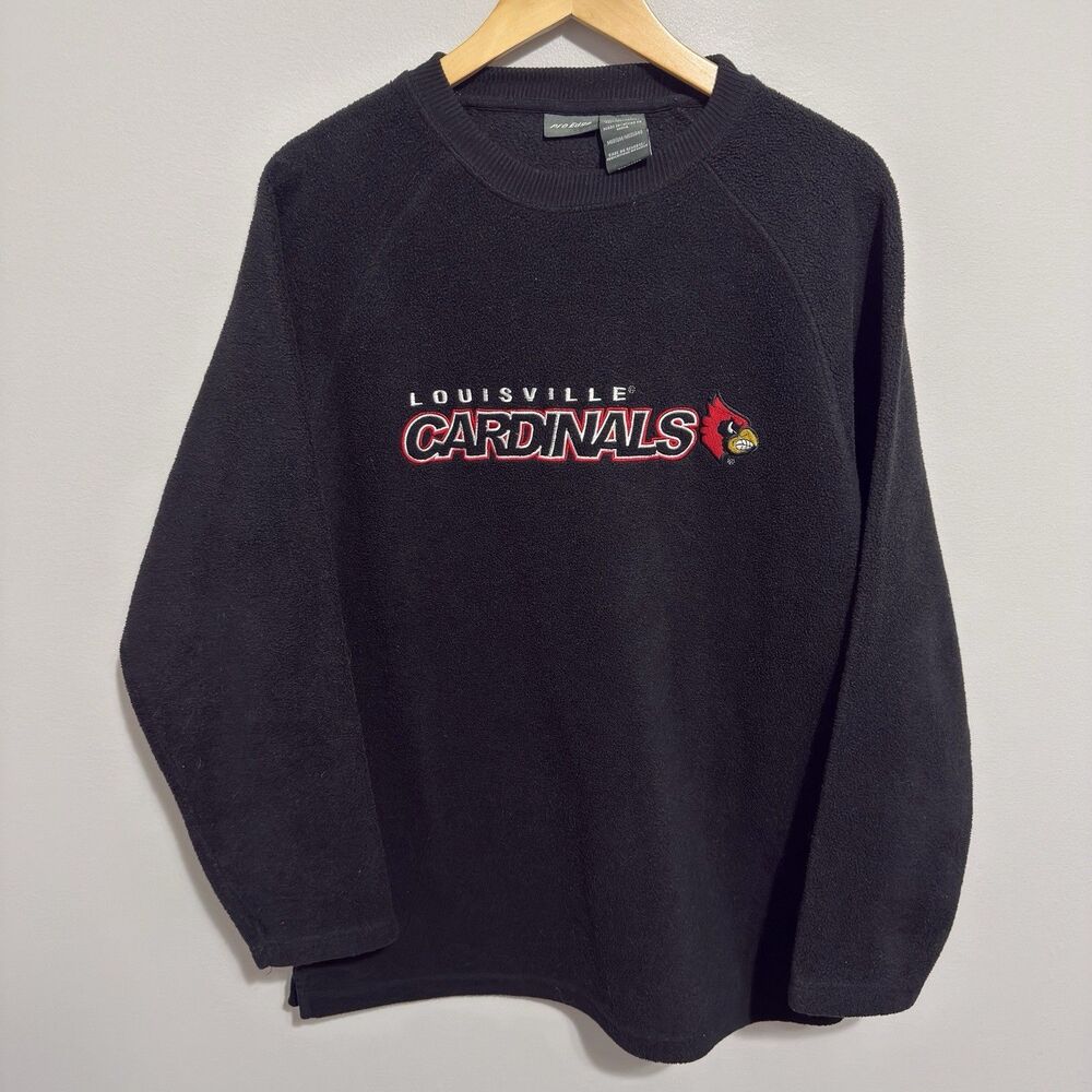 Louisville Cardinals Sweatshirt Mens M Black NCAA College Fleece Vintage